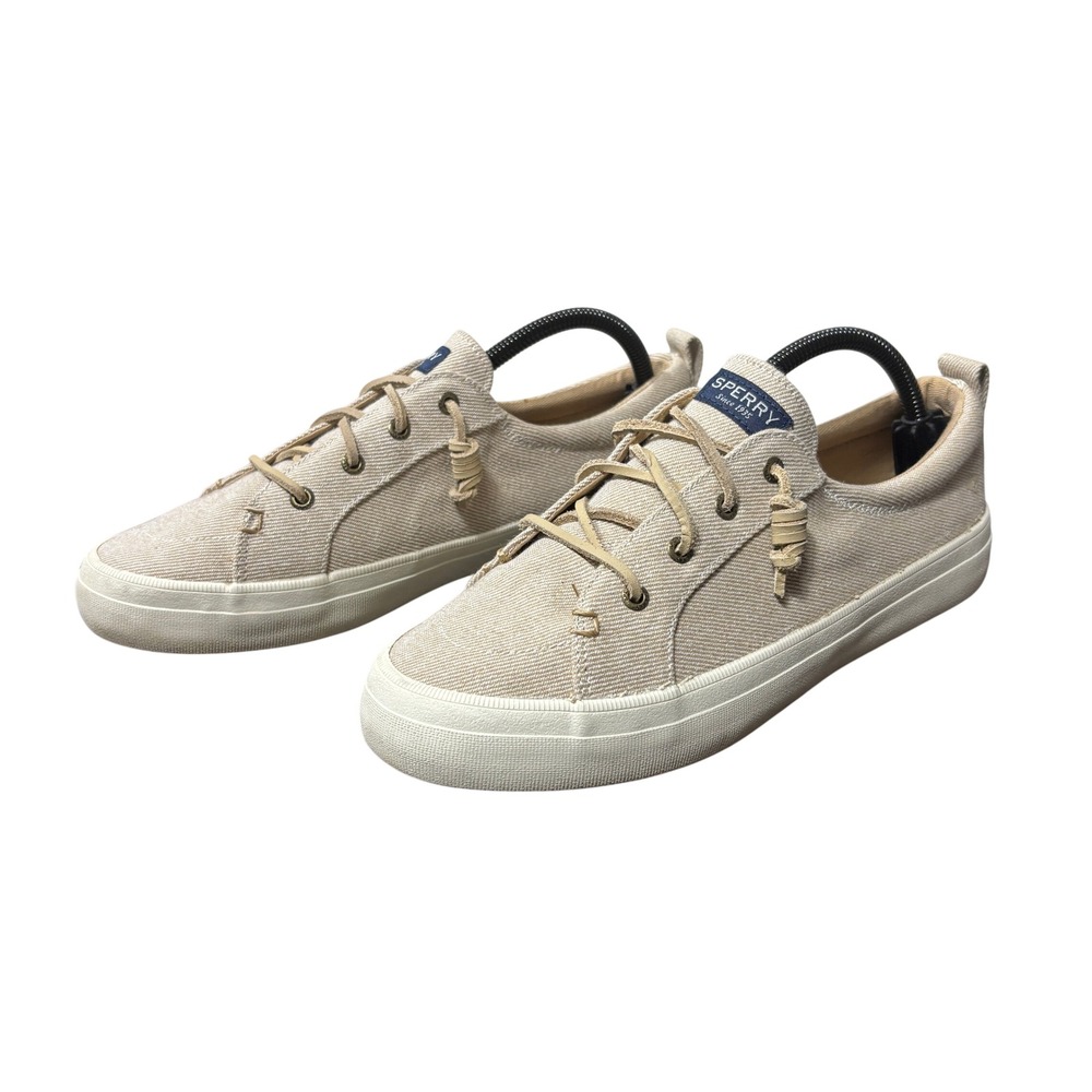 Sperry Linen Beige Low Top Sider Crest Vibe Casual Slip On Sneakers Womens 10M